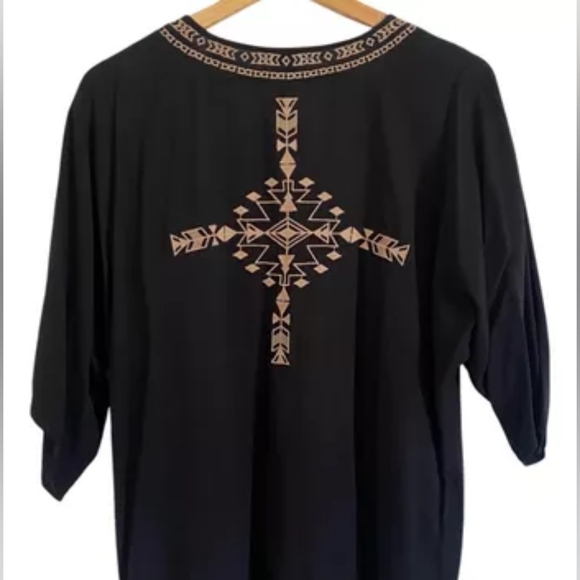 Fringe Embroidery Boho BLACK brown  Size Small/Medium - Picture 3 of 6